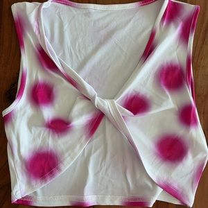 pink polka dot cross top